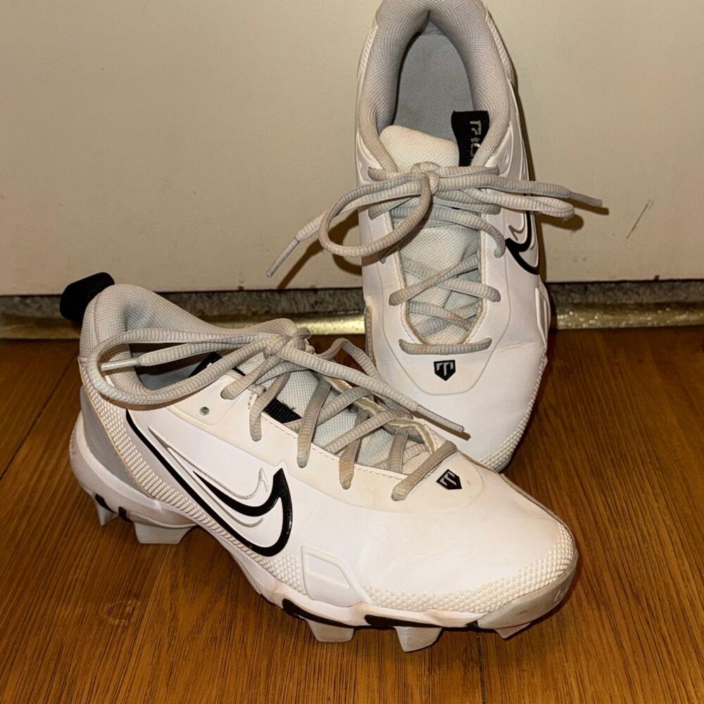 Nike Force Trout 9 Keystone Baseball Cleats Youth 3.5Y White Black FB9731-102